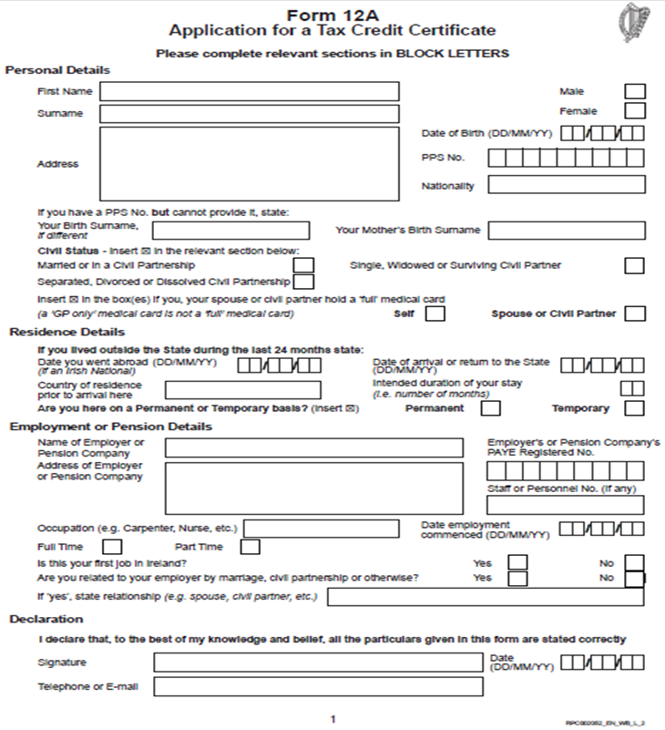 vivir-en-dublin-form-12a-tax-credit-certificate