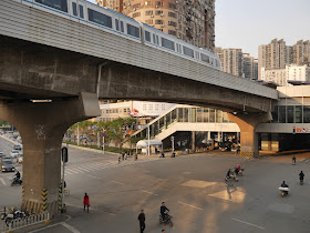 metro train arriving at Dazhi Road Station in Wuhan