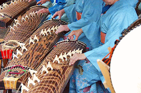 Japanese Harps, koto, stringed instruments