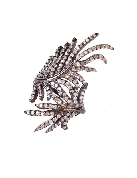 Double Leaf Ring in Diamonds and Silver by State Room Jewelry.  $1,350.00
