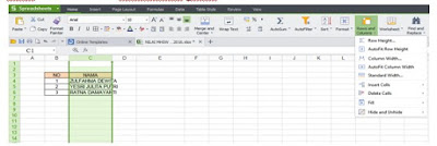 Mengatur Ukuran Sel di Spreadsheet dan Excel