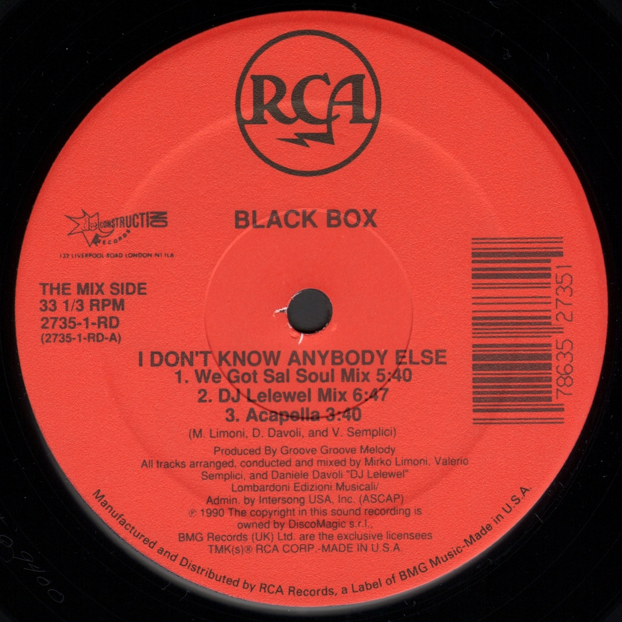 .: Black Box (1990) I Don't Know Anybody Else 12''pg 111pg
