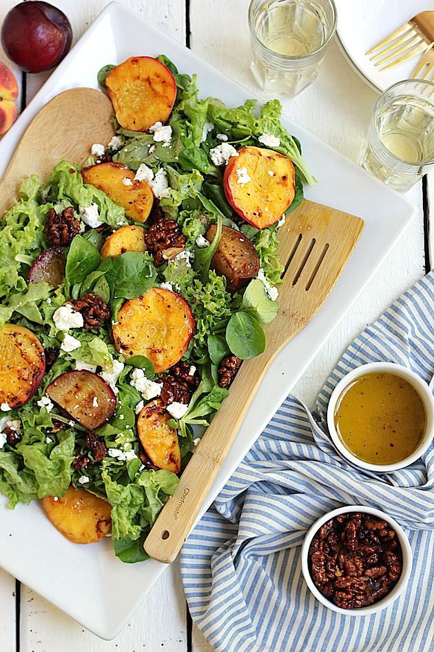 Savor Home GRILLED PEACH & PLUM SALAD W/ A HONEYLEMON VINAIGRETTE