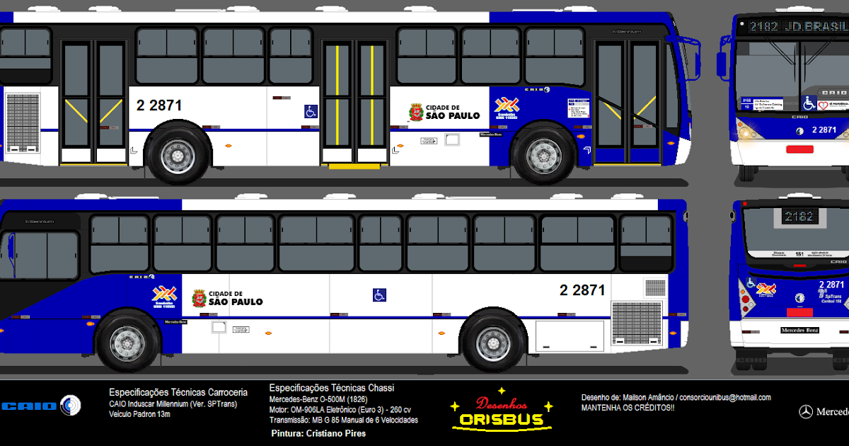 Desenhos de Ônibus Crisbus: 2 2871 Sambaíba - Caio Millennium II ...