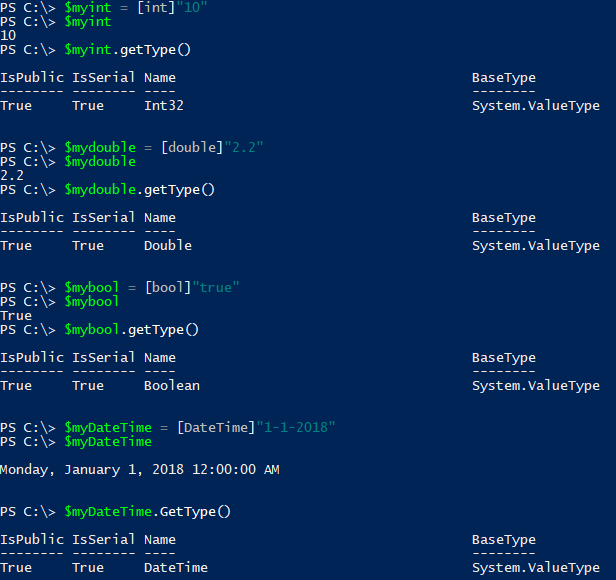 Powershell data types – powershell tabelle typen – BHBY
