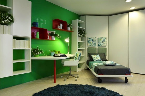 Child’s bedroom in green apple