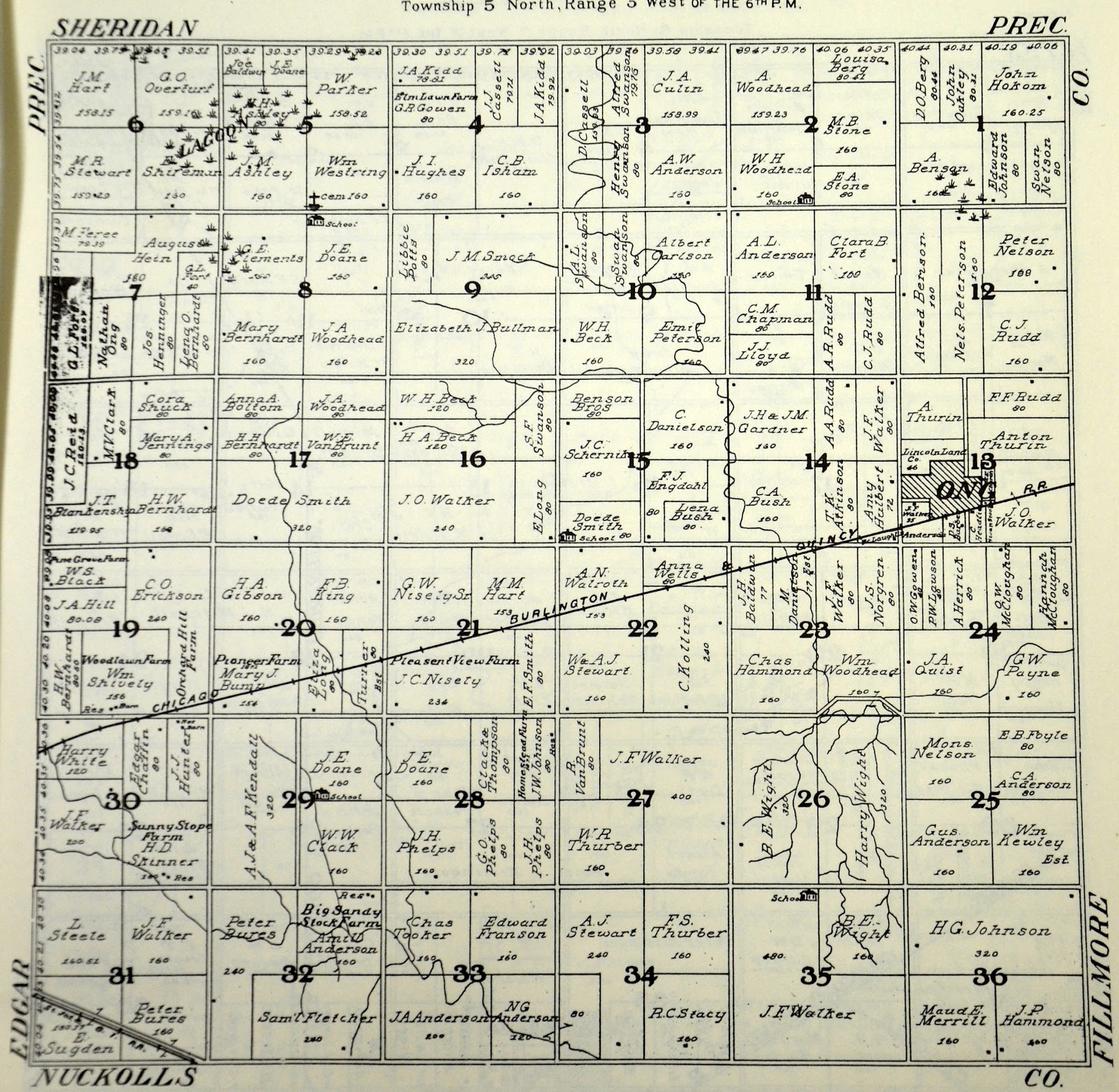 Sutton Nebraska Museum 1908 Plat Map of Logan Township, Clay County