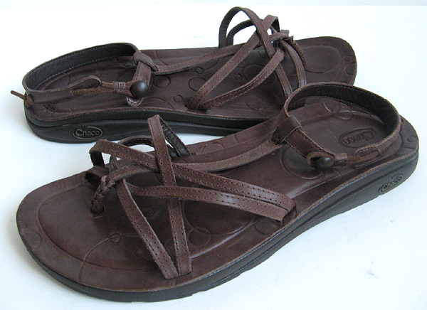 CHACO NATIVE BROWN LEATHER ECOTHREAD SANDALS WOMENS SIZE 10
