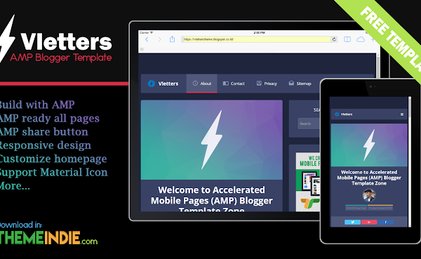 Accelerated Mobile Pages (AMP) Blogger Template - VlettersAMP