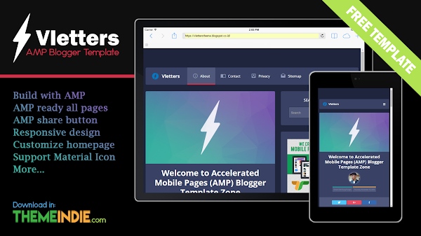 Accelerated Mobile Pages (AMP) Blogger Template - VlettersAMP