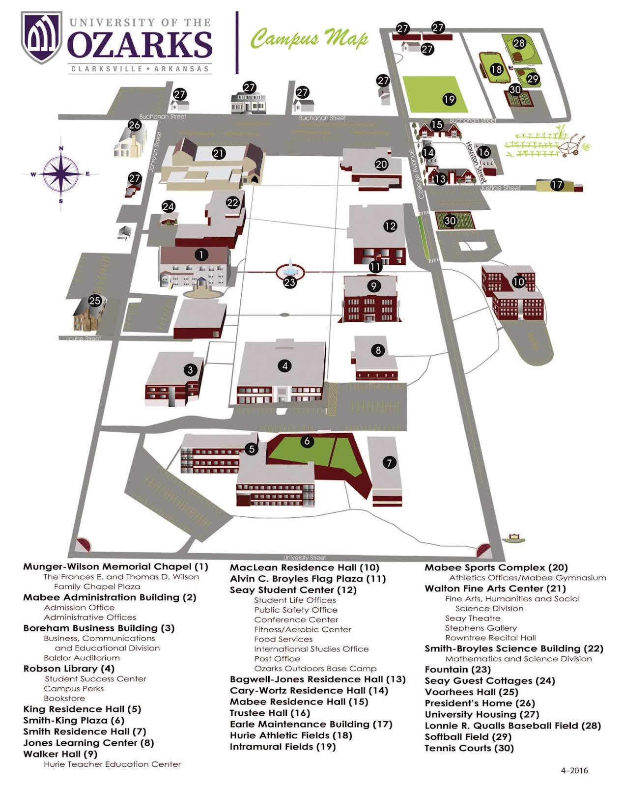 College Of The Ozarks Campus Map Map