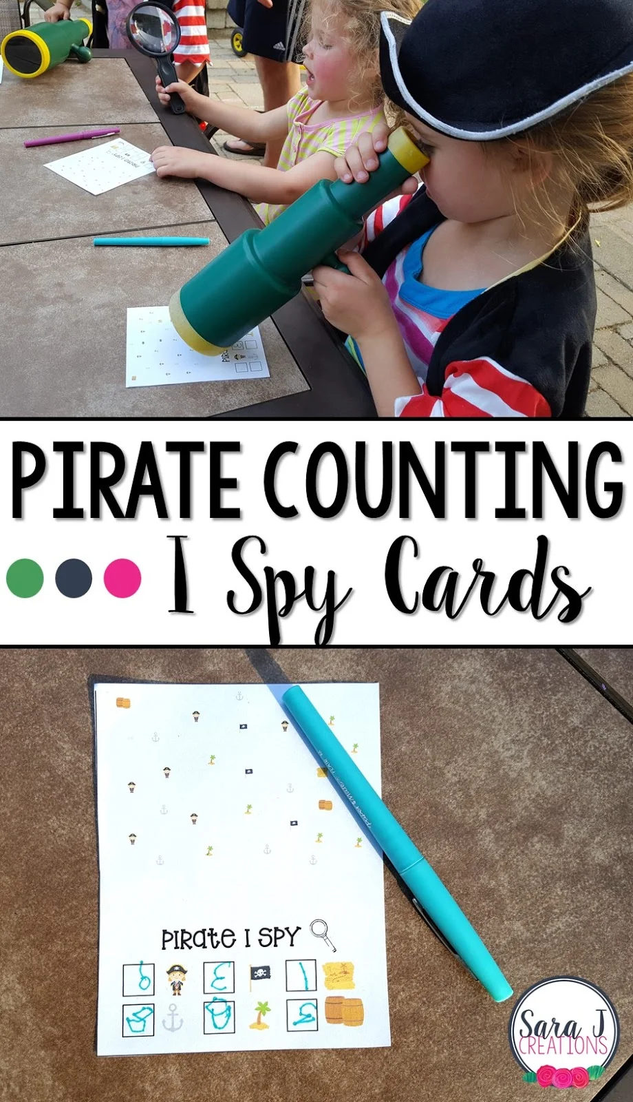 Pirate I Spy cards are fun counting practice for kids. I love that there is a free printable!