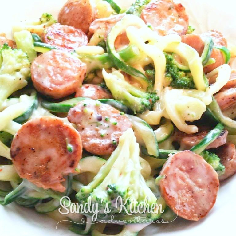 Quick Sausage Alfredo with Broccoli and Zucchini Noodles Sandy's Kitchen