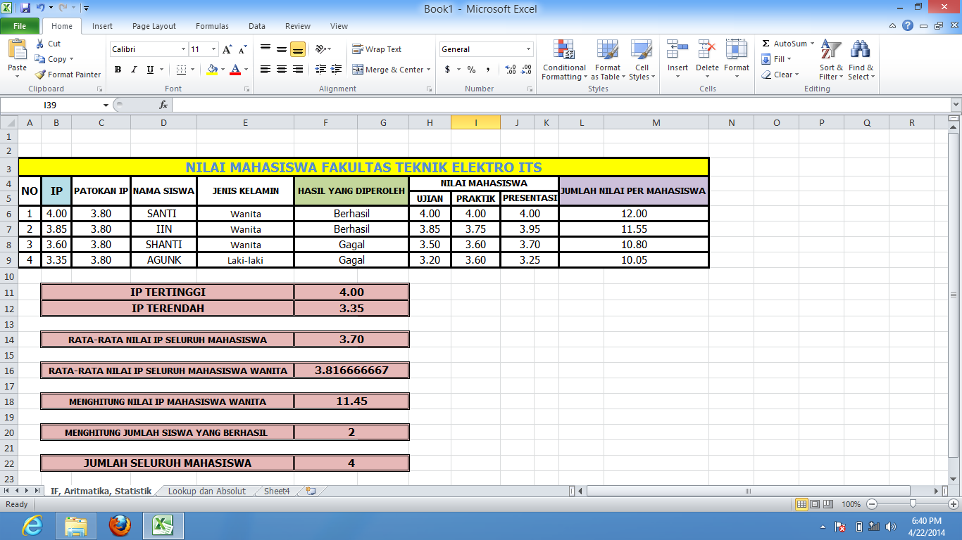 Contoh Tabel Excel