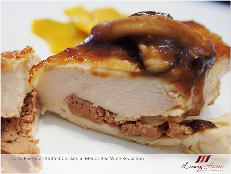 Tasty Foie Gras Stuffed Chicken in Merlot Red Wine Reduction