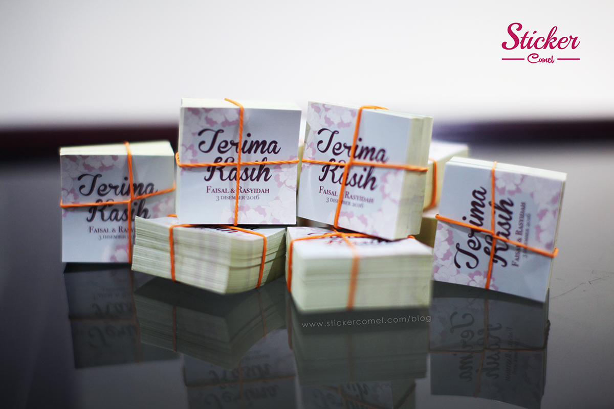 Pelekat Perkahwinan Sticker Petak Design Bunga Sticker Comel