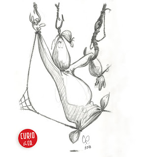 Ghosts hanging on hooks - pencil on paper - illustration and design by Cesare Asaro - Curio & Co. (Curio and Co. OG - www.curioandco.com)