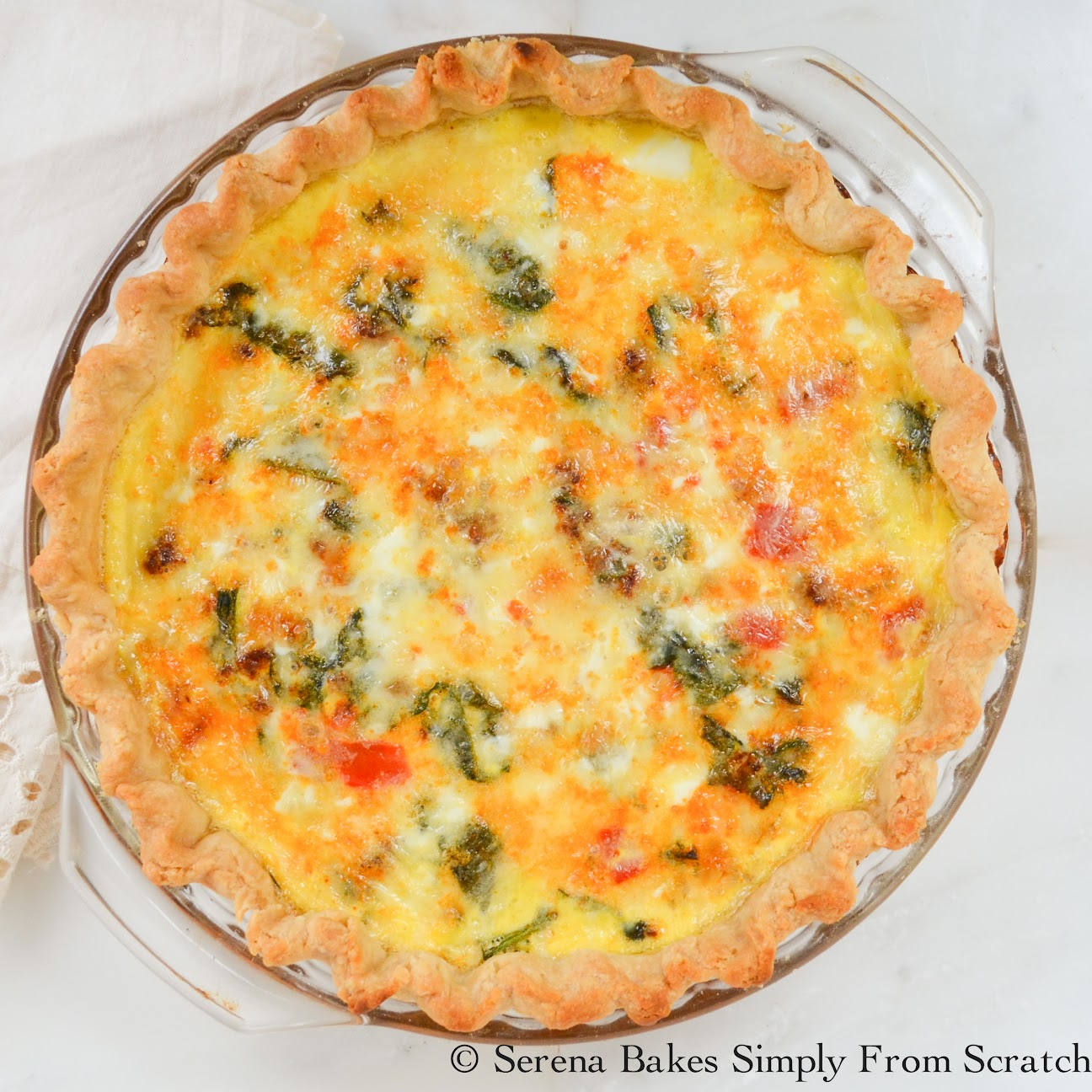 Fontina Chorizo Spinach Quiche  Serena Bakes Simply From Scratch
