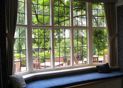 Window seat with view into garden