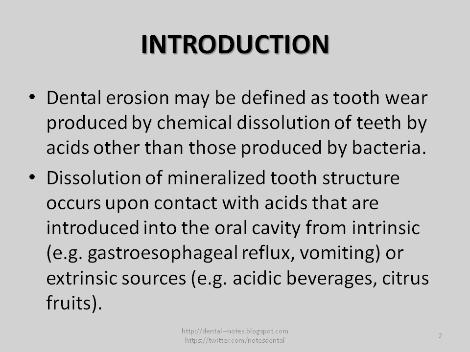 Dental Notes Dental Erosion NOTES