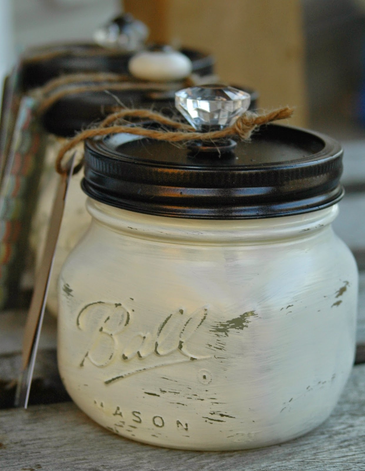 {Craft Fair} Painted Mason Jars and Weathered Wood Boxes Little House