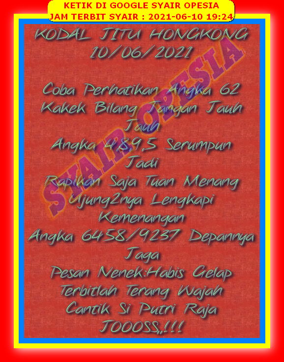 Syair Harian Hk 10 Juni 2021 Kode Syair Sgp Hk Sd Motesia
