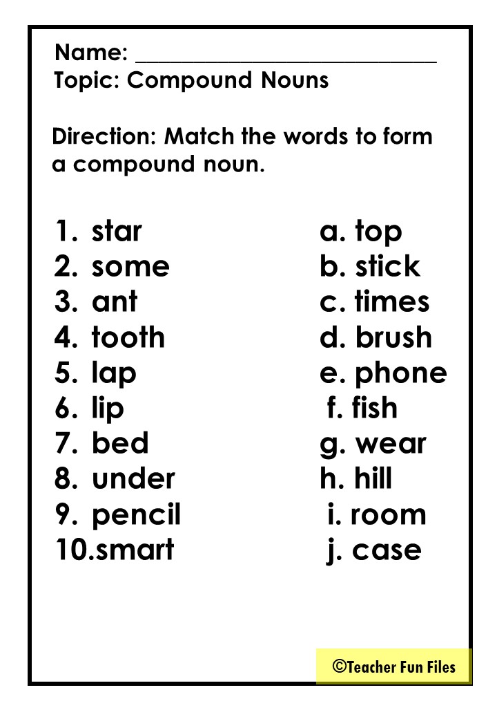Compound Nouns Worksheet