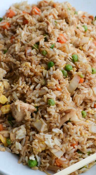 Here is my version of this classic dish – not that I have any claim to being an authority on what is “authentic” Chinese food. I am an authority, however, on what is super incredibly yummy. This rice gets my stamp of approval, with honors. It is better than takeout, and you can enjoy skipping