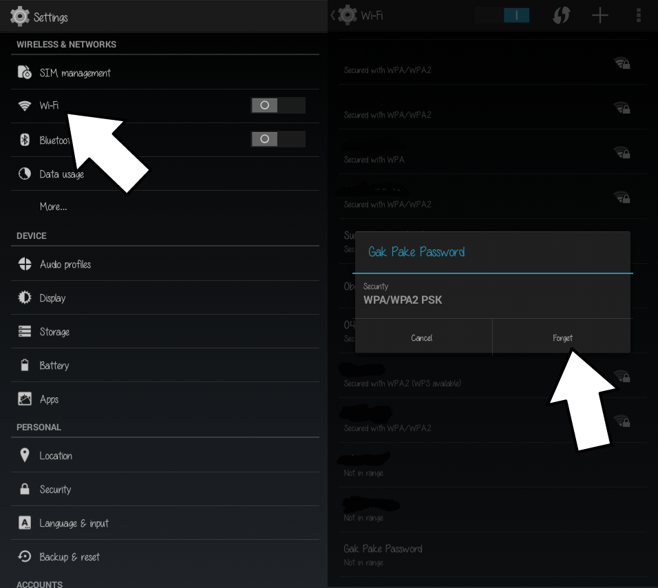 WiFi Menampilkan tetapi tidak Terhubung di android