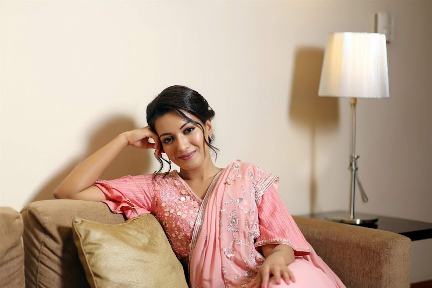Catherine Tresa in pink saree photos