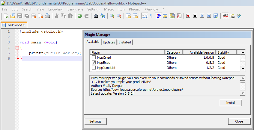 Computer Programming Addicts: Notepad++ as editor for C Development