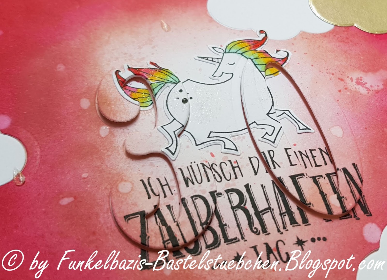 Funkelbazis Bastelstübchen EclipseCard Einhorn zum 30. Geburtstag