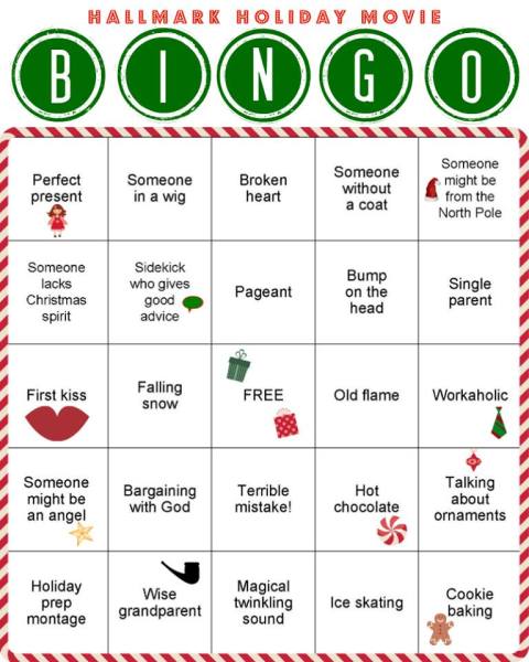 Hallmark Holiday Movie Bingo