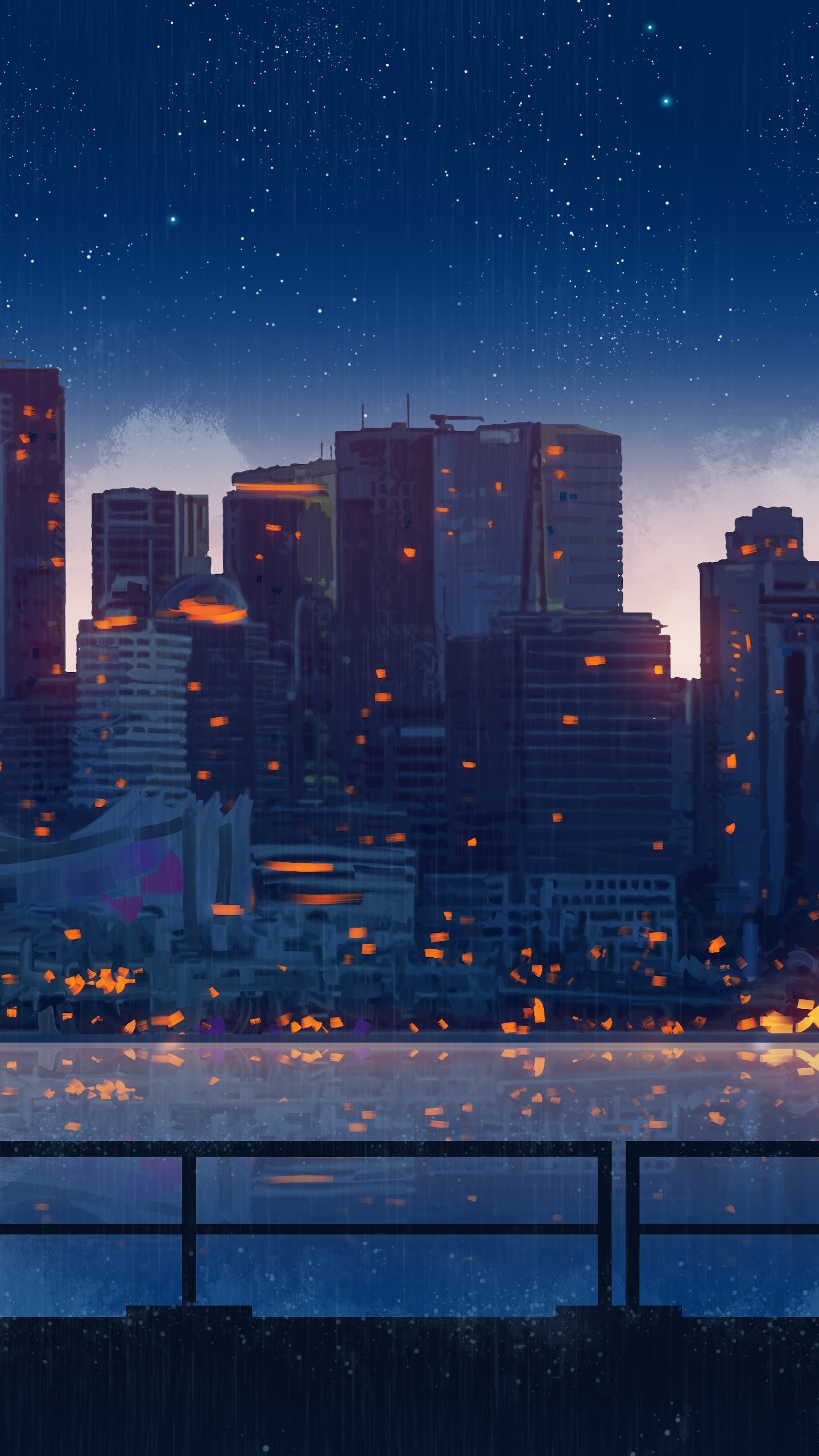 Anime City Building Background Night - Degraff Family