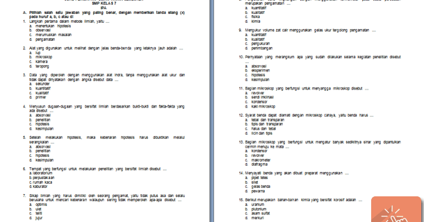Soal Essay Ipa Kelas 7 Semester 2 Dan Kunci Jawaban