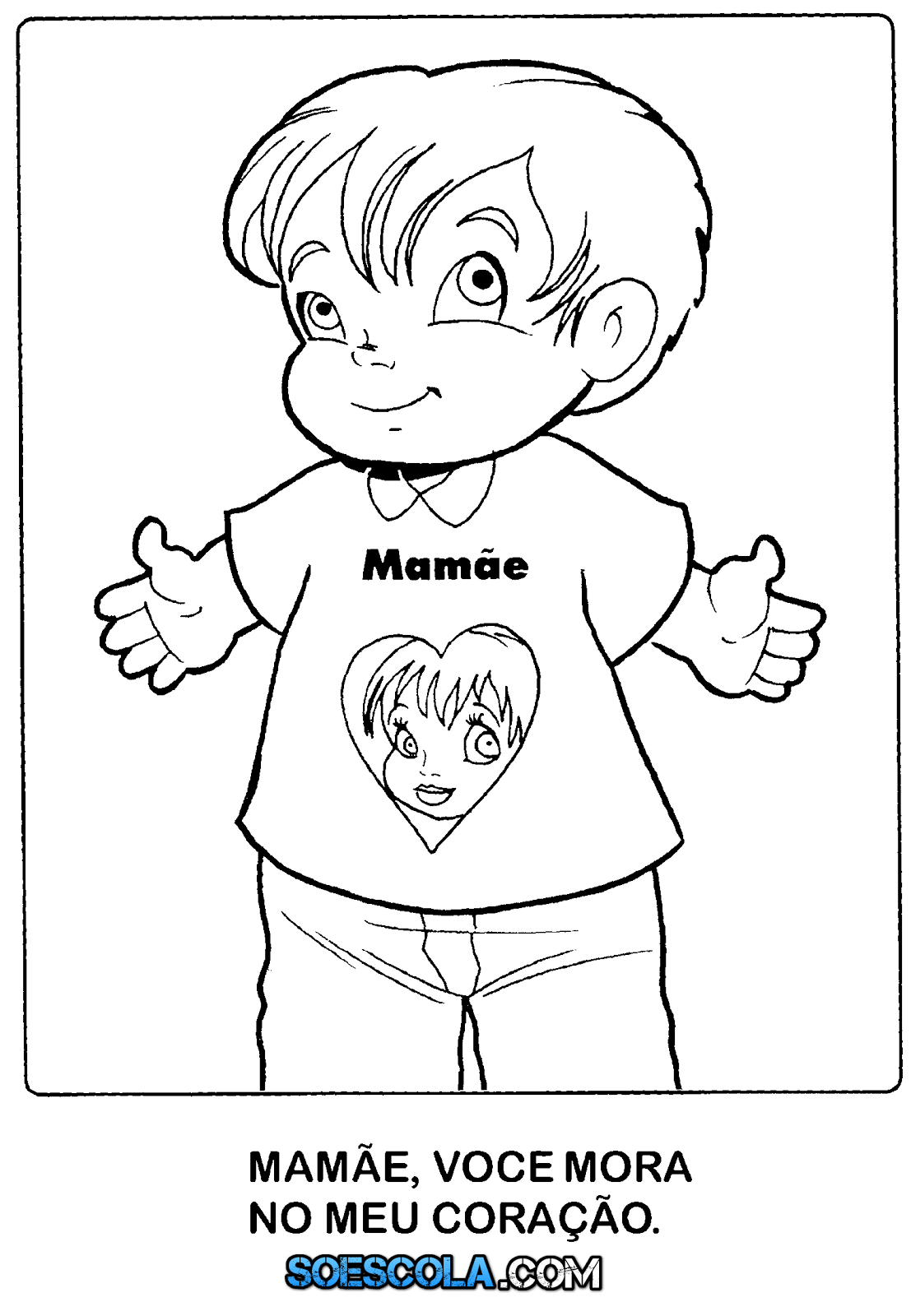 desenhos para colorir do dia das mães menino e menina sÓ escola
