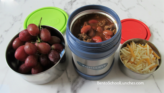 Hot chili for school lunch. U Konserve Insulated Jar and Leak Proof Containers Review