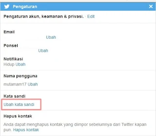 Mengubah Kata Sandi Twitter