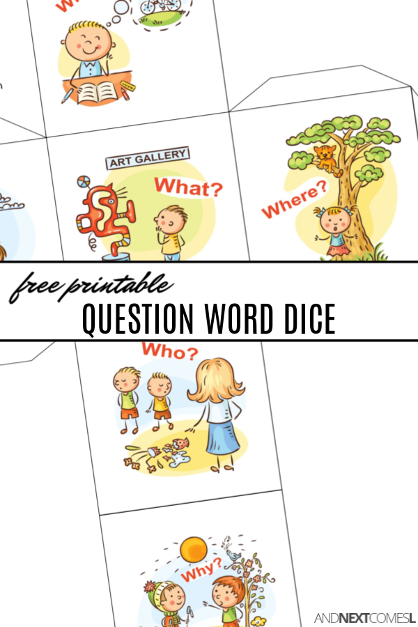 Free printable WH question words dice