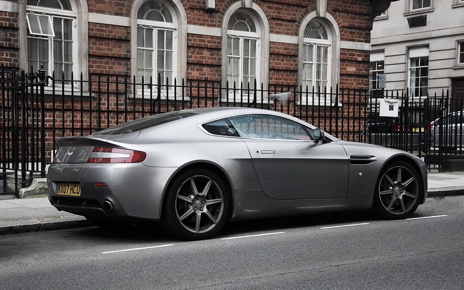 Grey imposing luxury sport car aston martin vantage v24 hd wallpaper