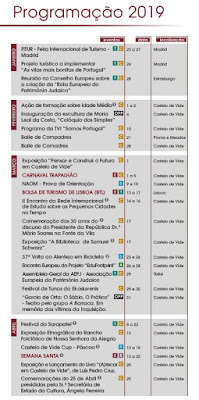 PROGRAMAÇÃO DE EVENTOS 2019, Castelo de Vide, Portugal