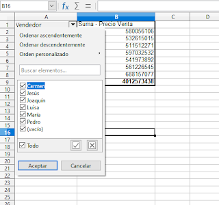 LibreOffice Calc -  Agregar filtros a las columnas de un tabla dinámica