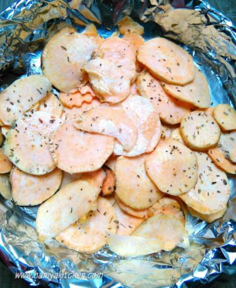 Resep Ubi Jalar panggang (Baked Sweet Potato Cips)