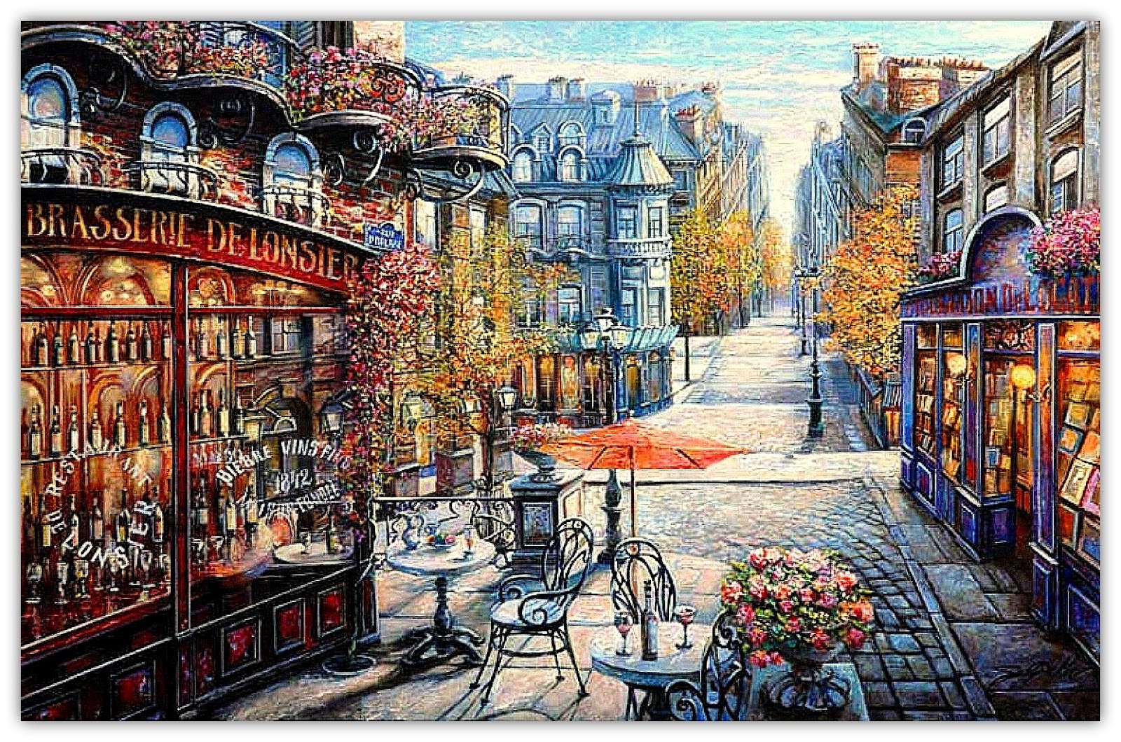 Старинные города картины. Картина Париж улочки кафе. Париж Монмартр акварель.