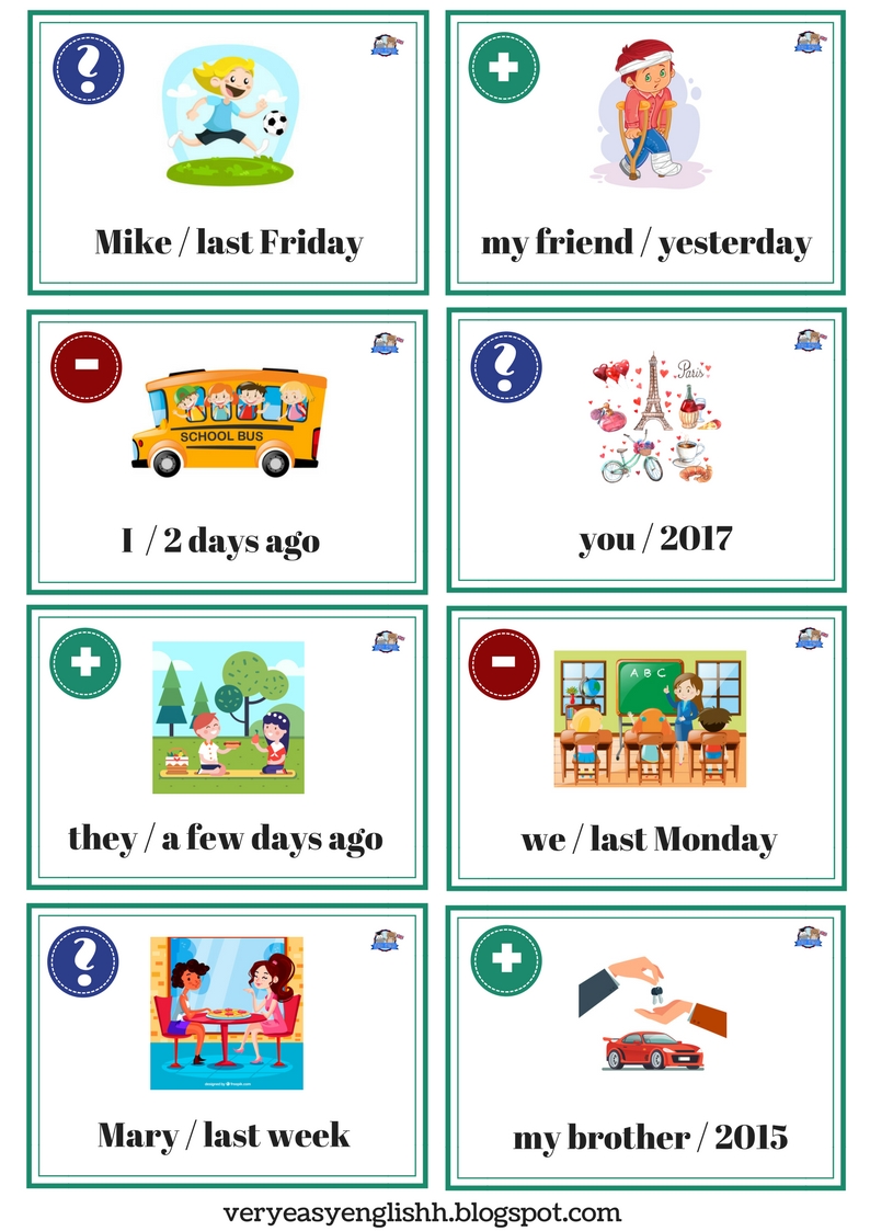 Easy English Past Simple speaking cards
