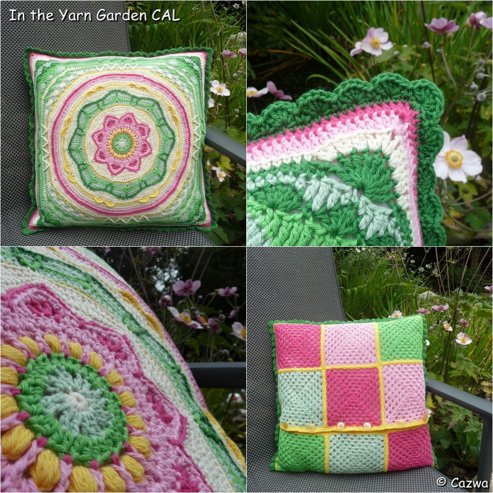 Stitches by Carin Second In the Yarn Garden CAL pillow
