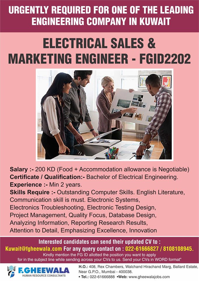 Electrical Sales & Marketing Engineer Urgently required for Electrical Sales & Marketing Engineer Urgently required for