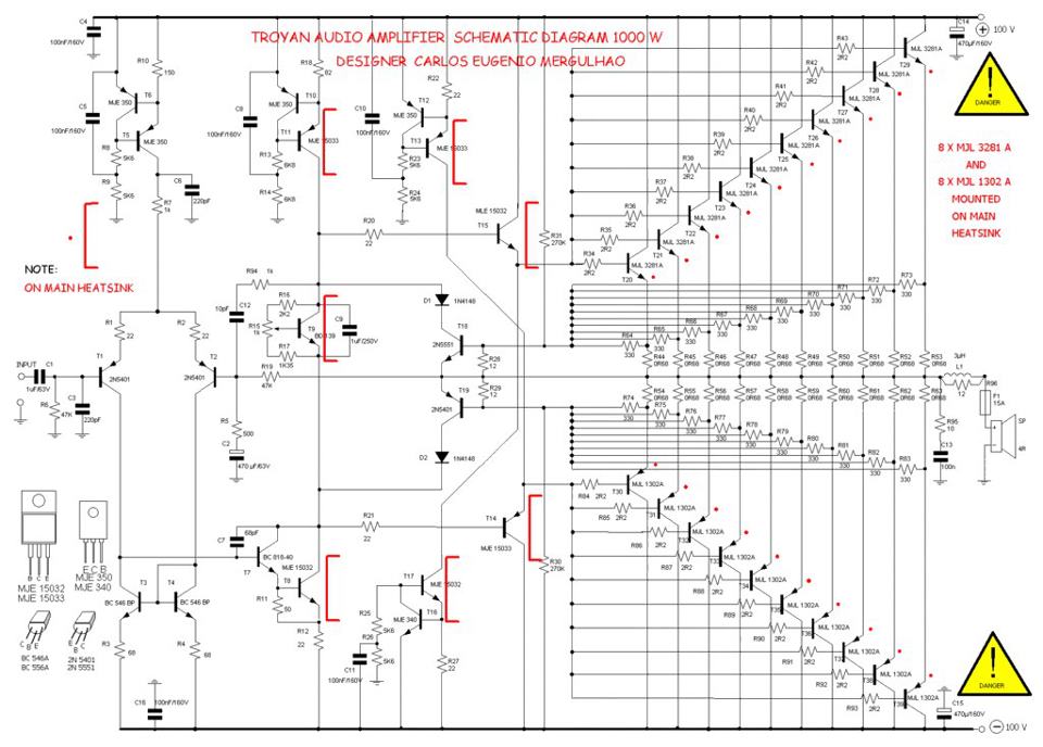 Power Amplifier Super OCL 500W Circuit Amplifier, Hifi amplifier, Stereo amplifi