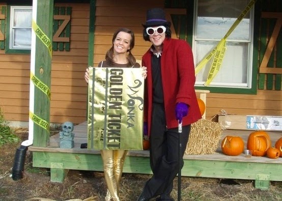 Willie Wonka and Golden Ticket Couple Halloween Costume