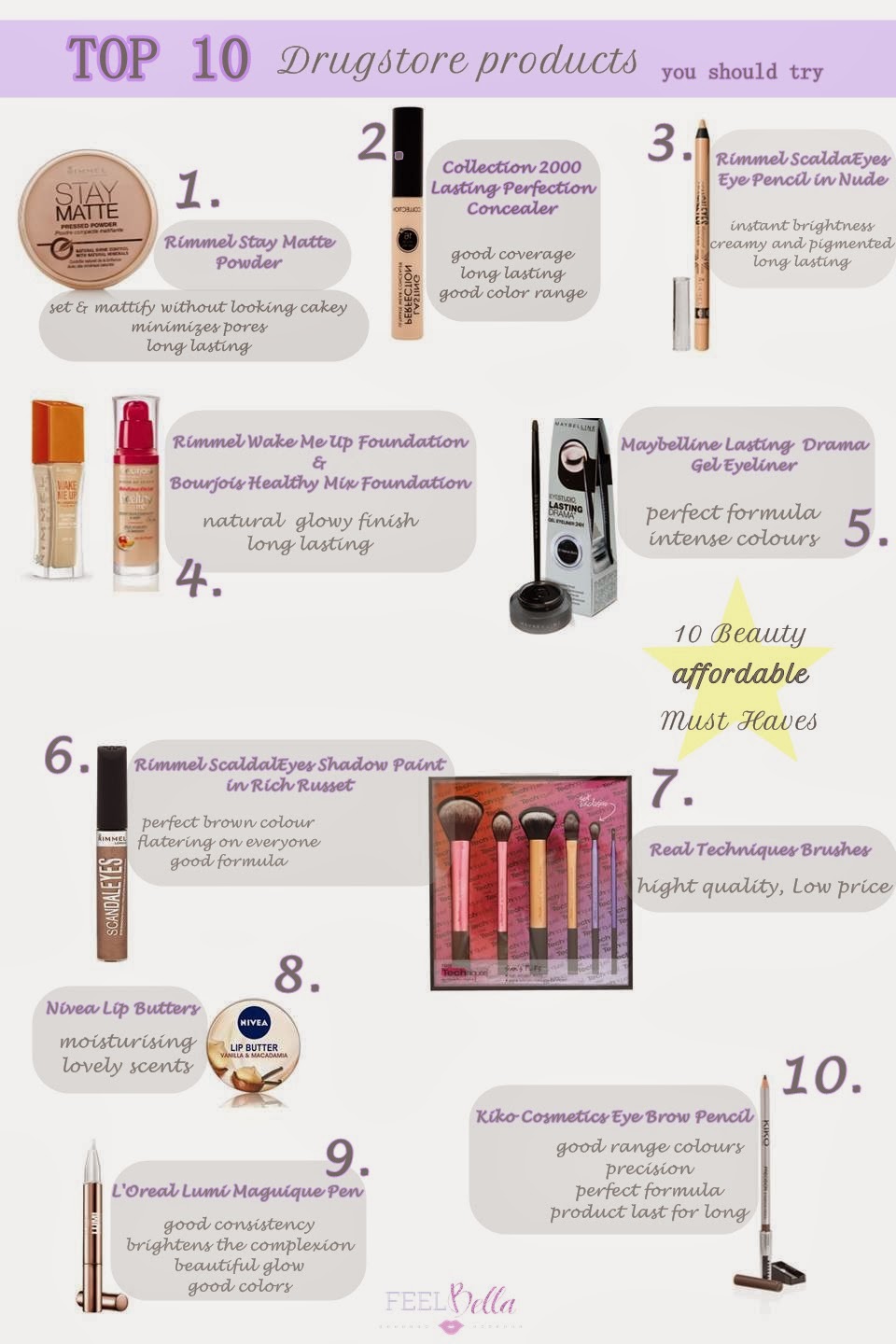 Feelbella Top 10 Drugstore High Street Products You Should Try